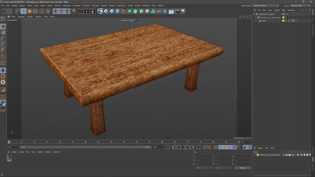 Wooden Low Table Floor 3D