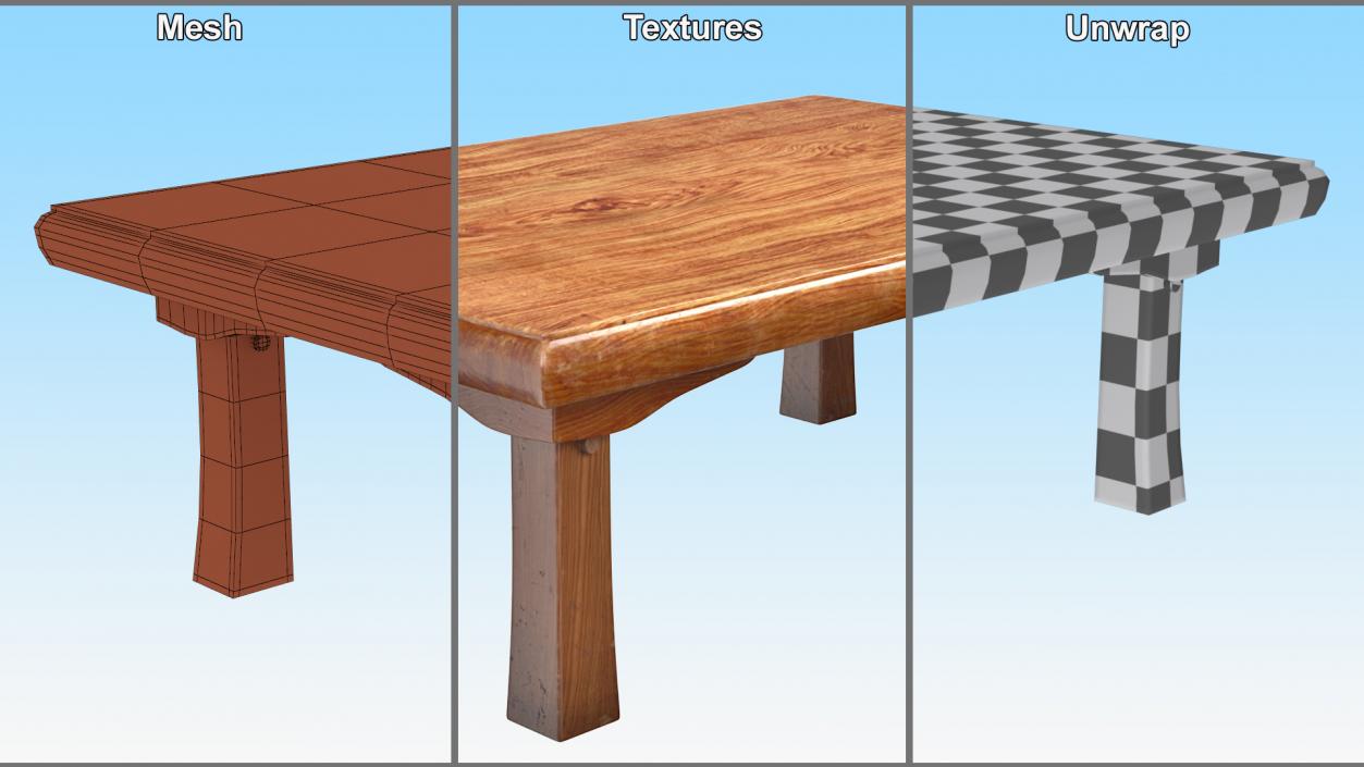 Wooden Low Table Floor 3D