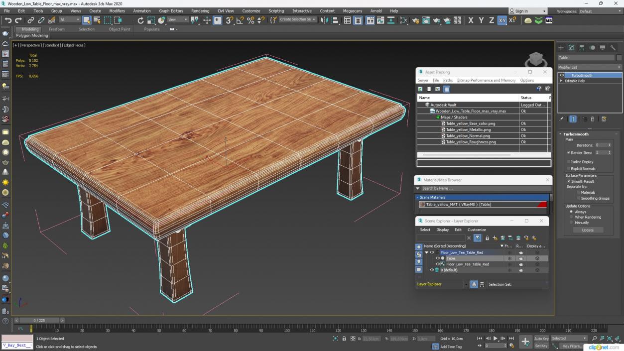 Wooden Low Table Floor 3D