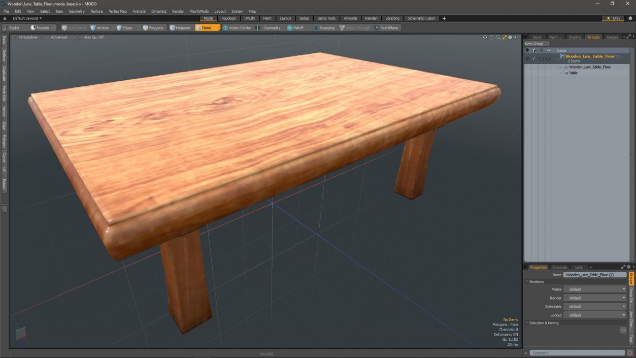 Wooden Low Table Floor 3D