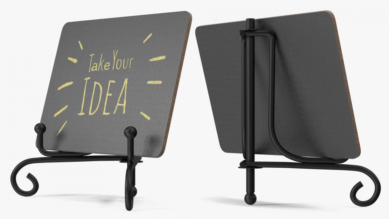 Small Wooden Chalkboard Black 3D model