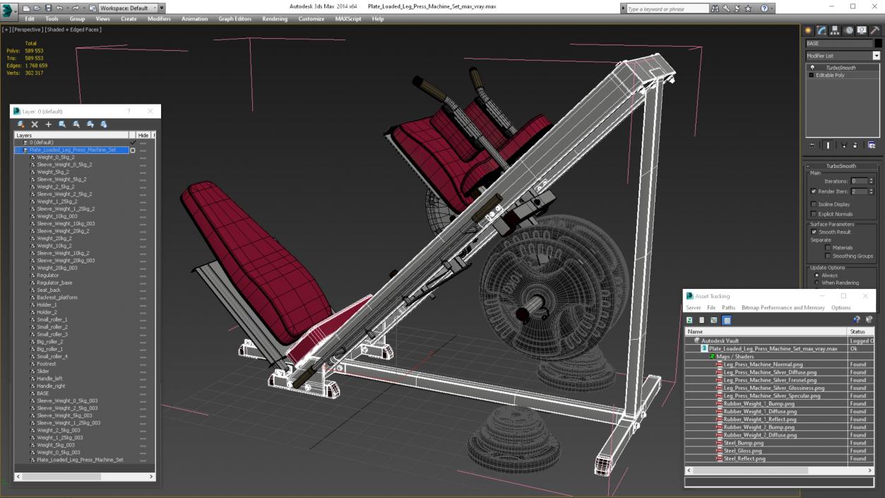 Plate Loaded Leg Press Machine Set 3D model