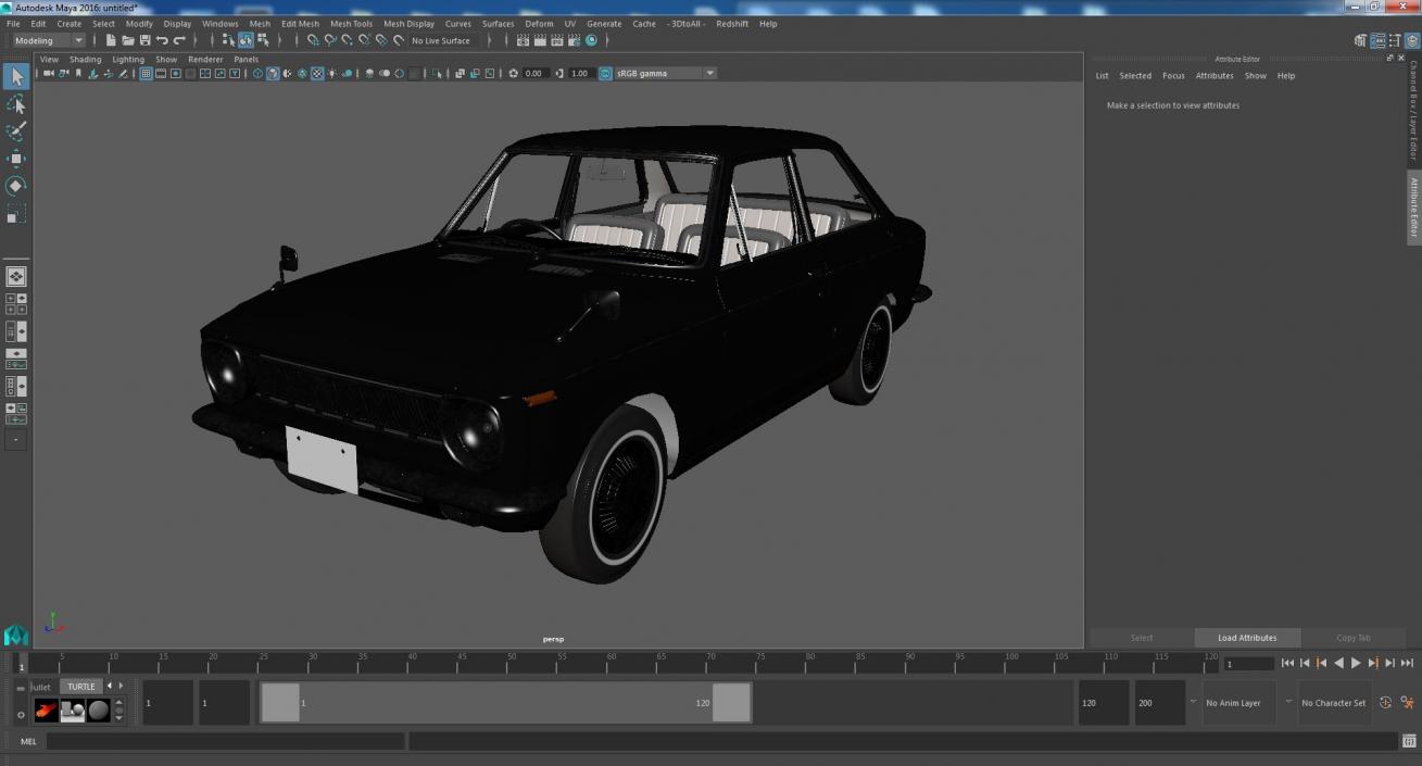 3D Japanese Classic Car Black