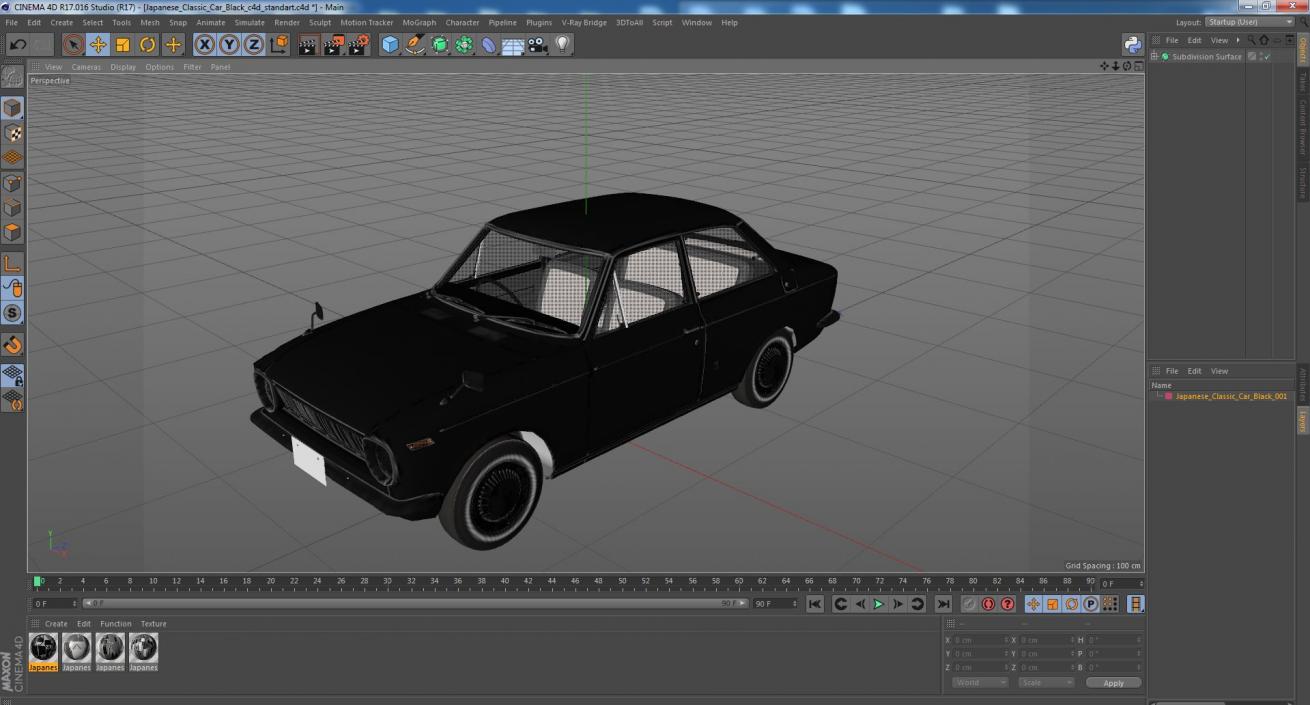 3D Japanese Classic Car Black