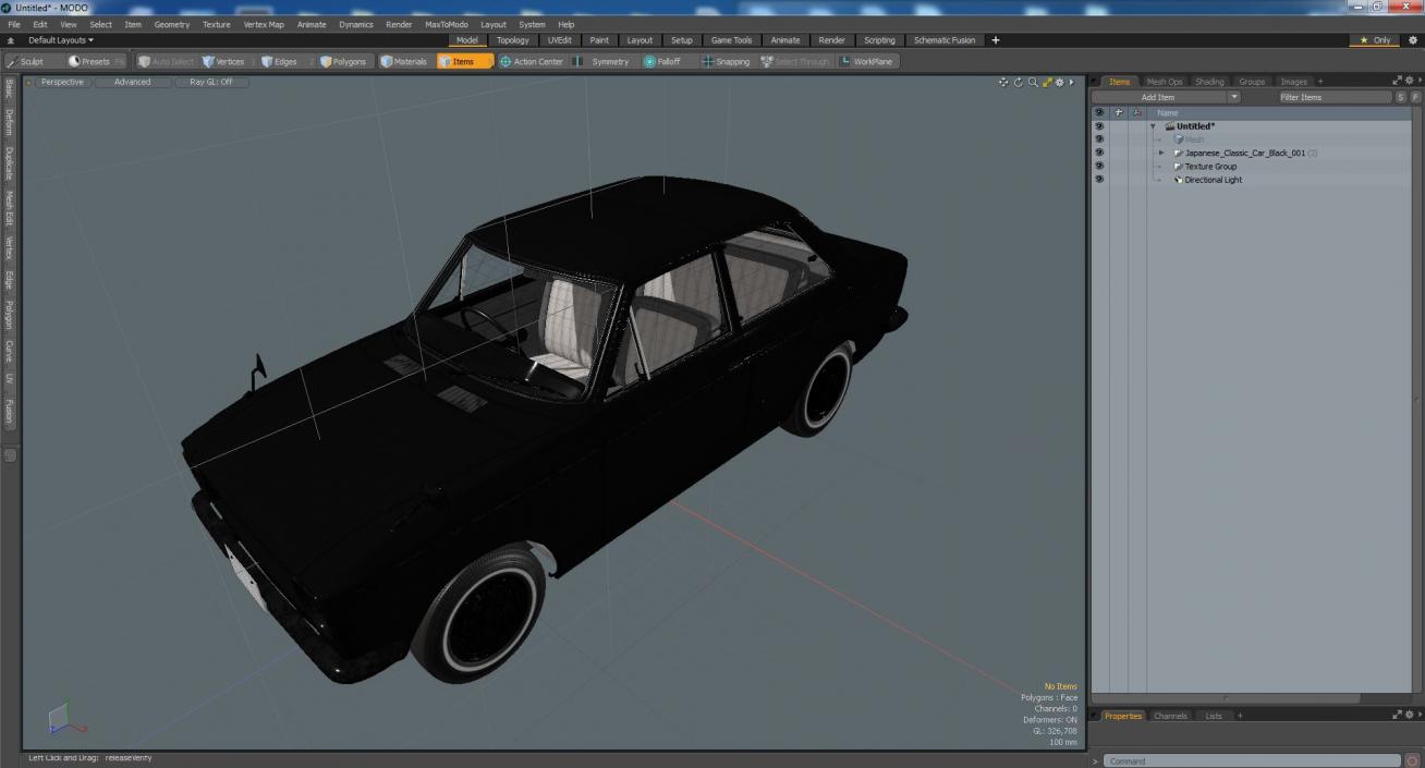 3D Japanese Classic Car Black