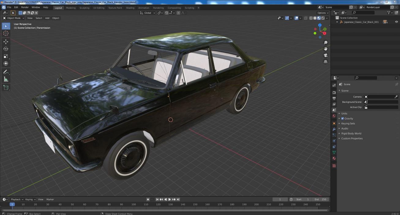 3D Japanese Classic Car Black