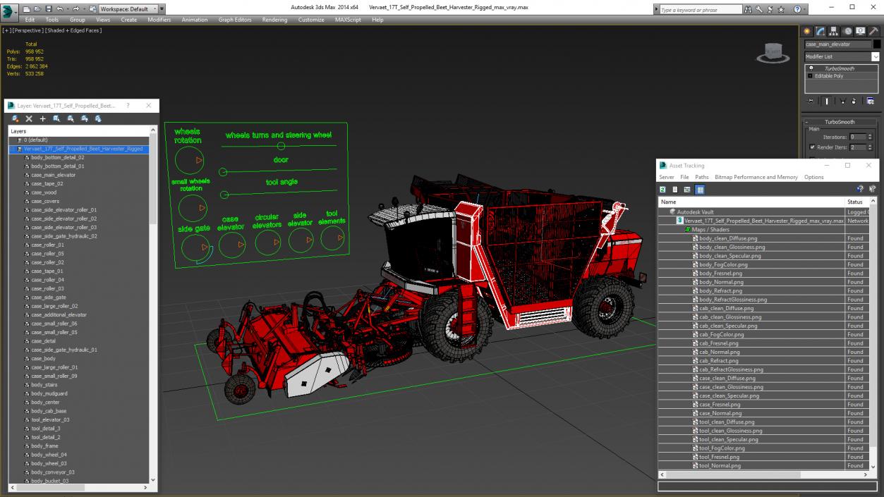 3D Vervaet 17T Self Propelled Beet Harvester Rigged model