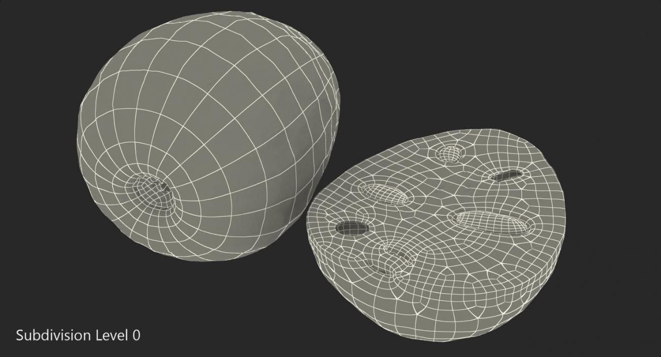 3D model Cherimoya Fruit Whole and Half