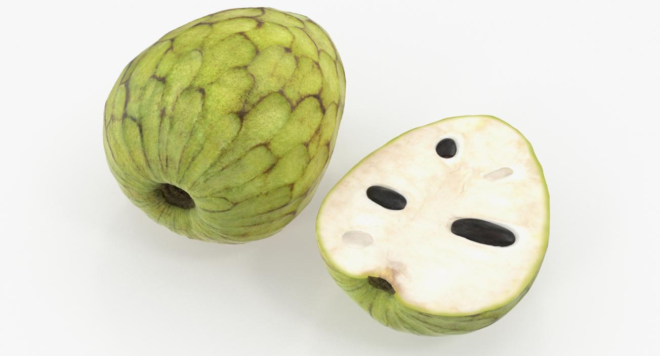 3D model Cherimoya Fruit Whole and Half