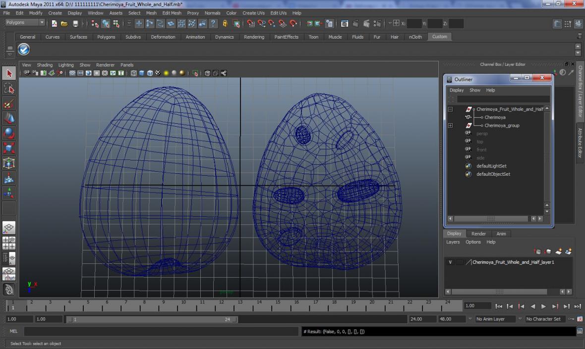 3D model Cherimoya Fruit Whole and Half