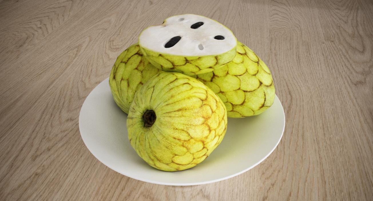 3D model Cherimoya Fruit Whole and Half