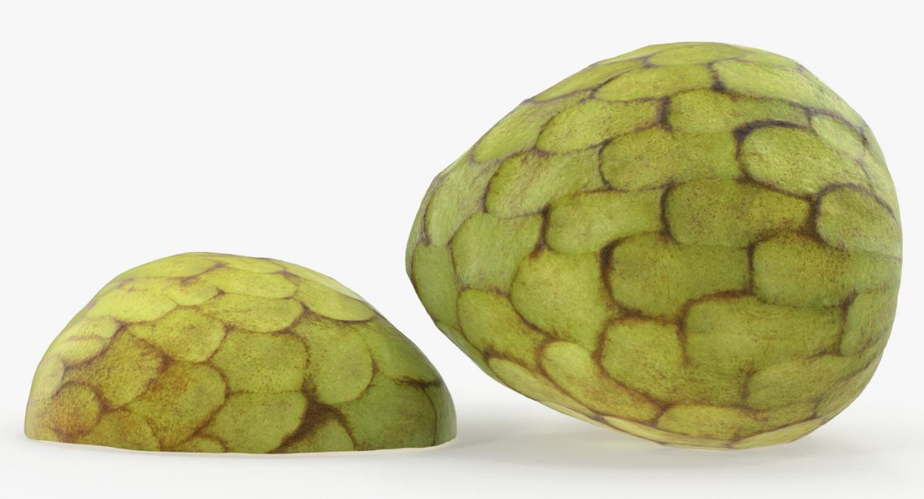 3D model Cherimoya Fruit Whole and Half