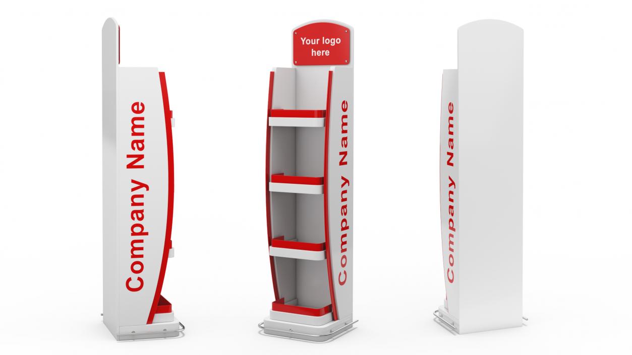 3D model White Red Promotion Floor Display Mockup