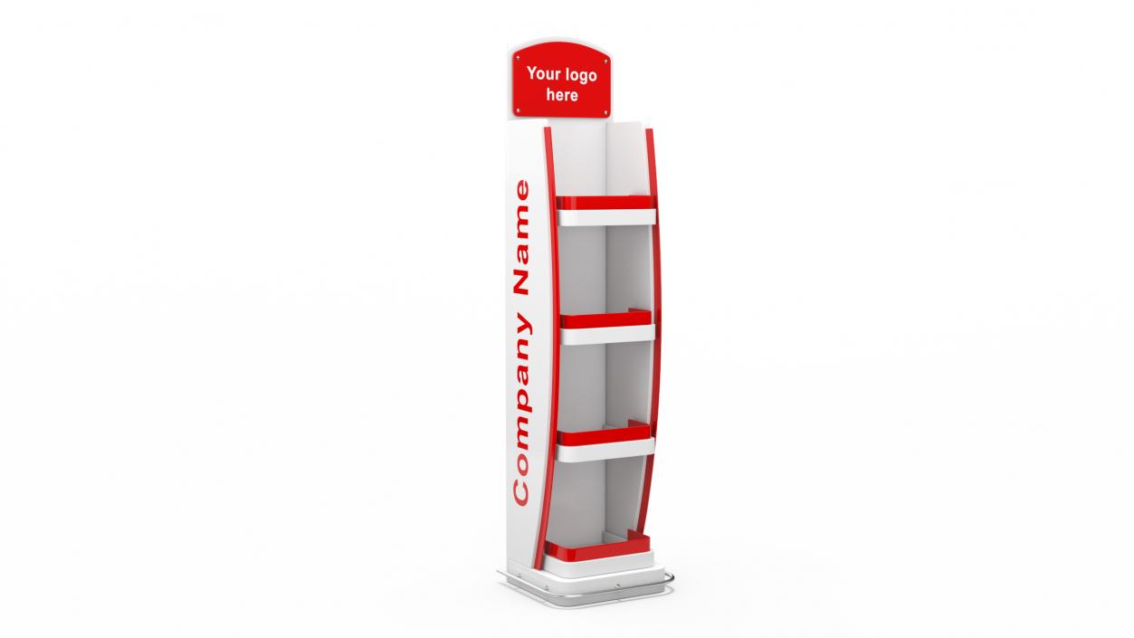 3D model White Red Promotion Floor Display Mockup