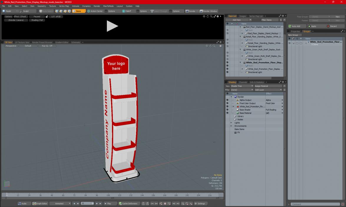 3D model White Red Promotion Floor Display Mockup