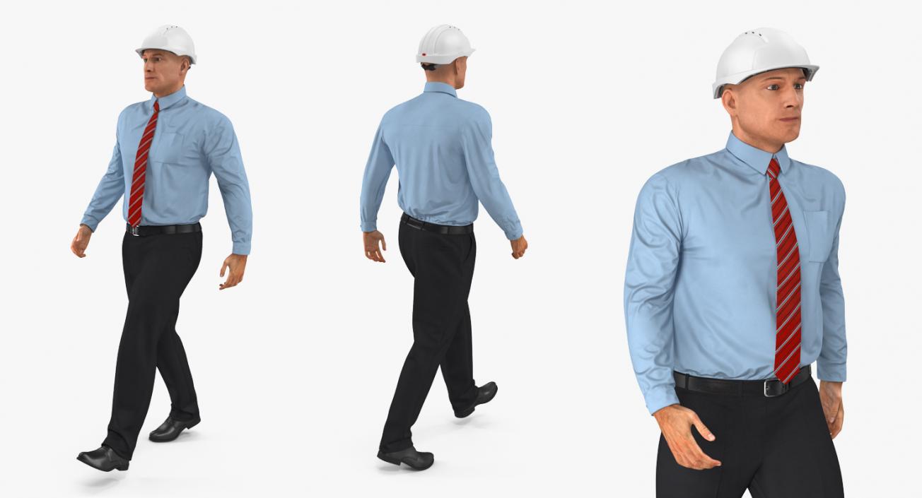 3D model Construction Engineer in Hardhat Walking Pose