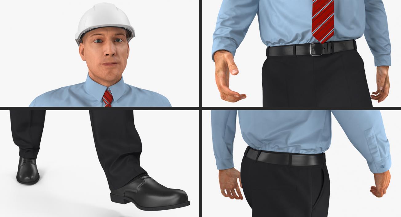 3D model Construction Engineer in Hardhat Walking Pose