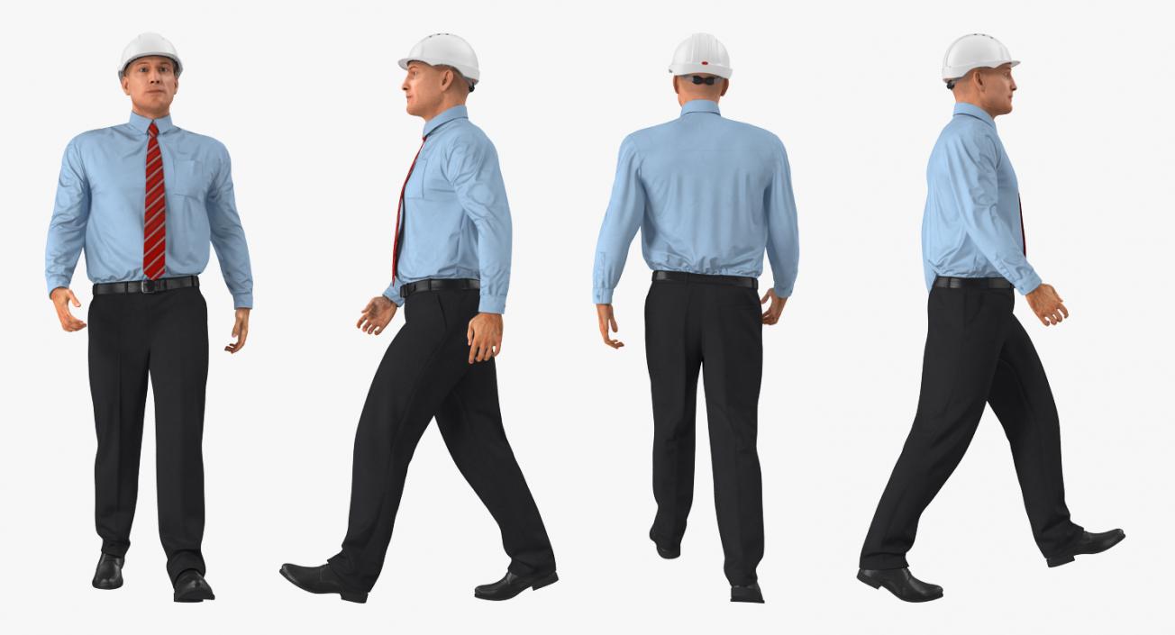 3D model Construction Engineer in Hardhat Walking Pose