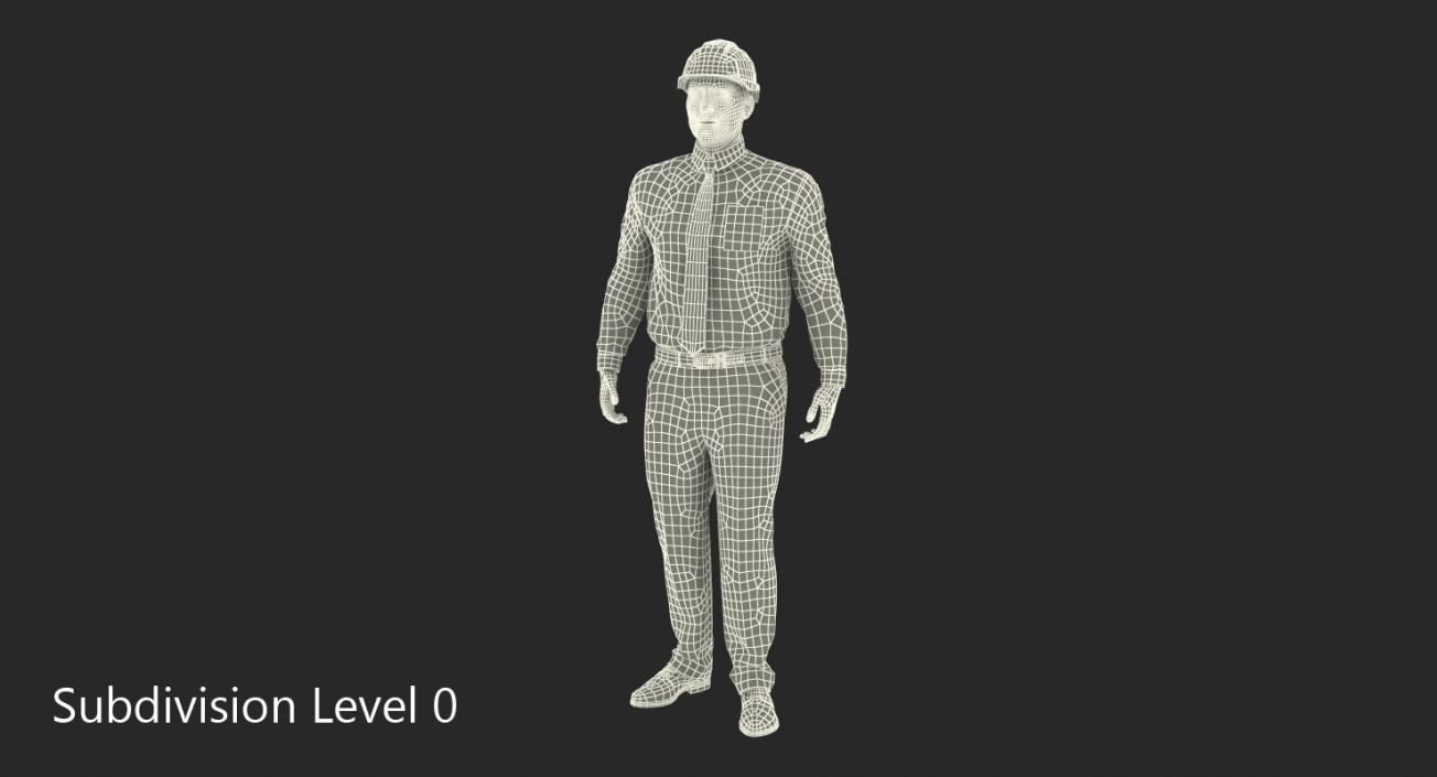 3D model Construction Engineer in Hardhat Walking Pose