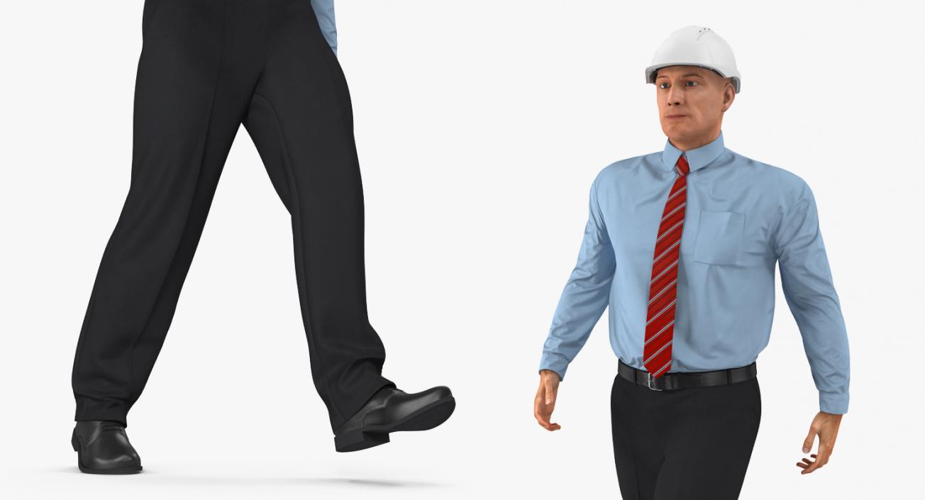 3D model Construction Engineer in Hardhat Walking Pose