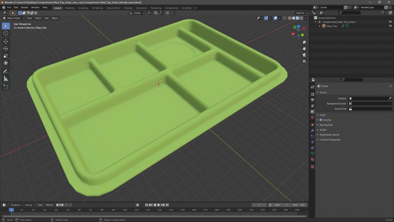 Compartment Meal Tray Green 2 3D model