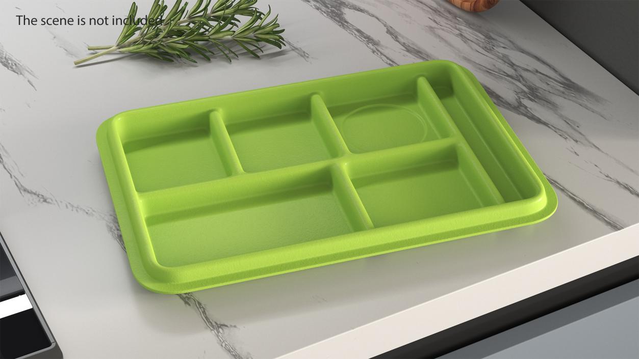 Compartment Meal Tray Green 2 3D model