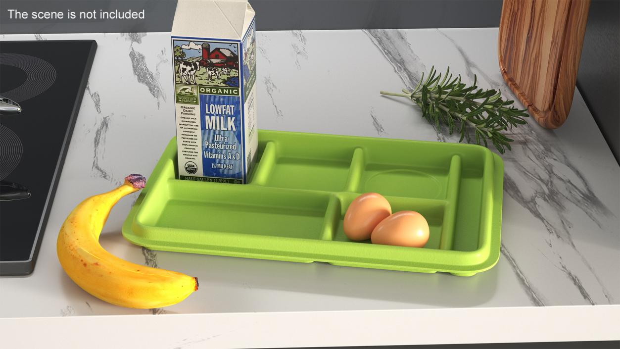 Compartment Meal Tray Green 2 3D model