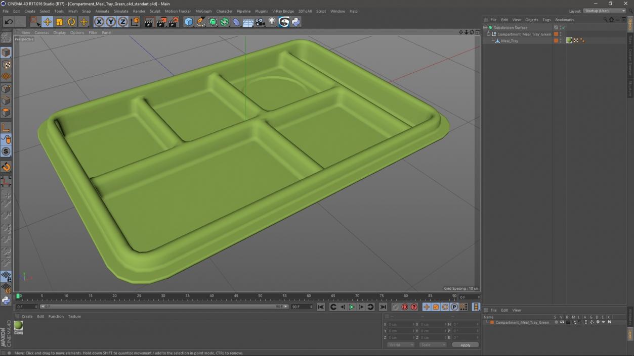 Compartment Meal Tray Green 2 3D model