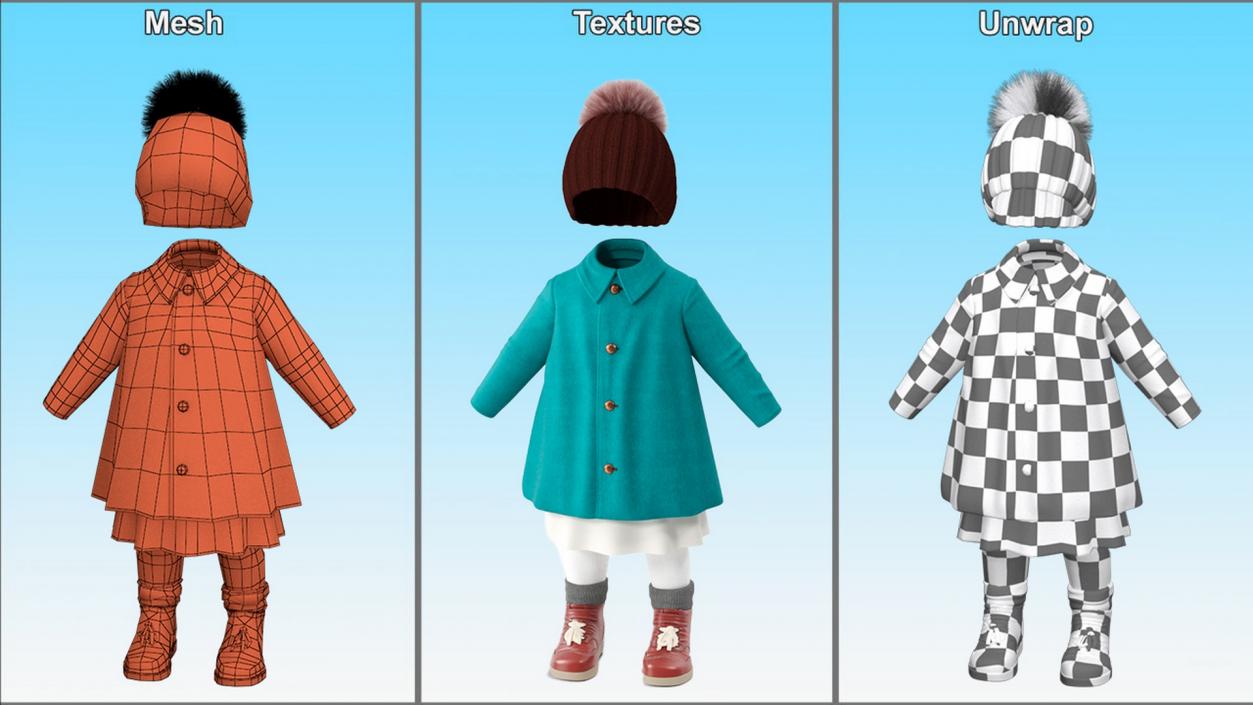 3D Outdoor Autumn Clothes for Girls Fur