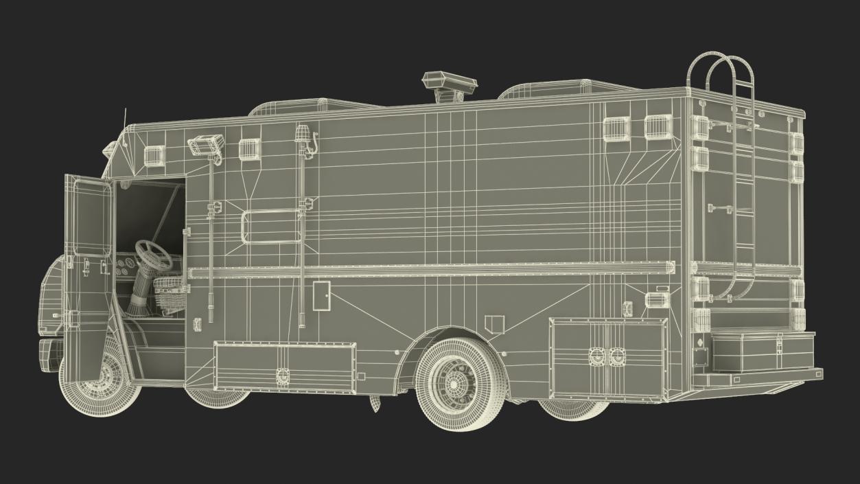 NYPD Mobile Command Center Lights On Rigged for Maya 3D