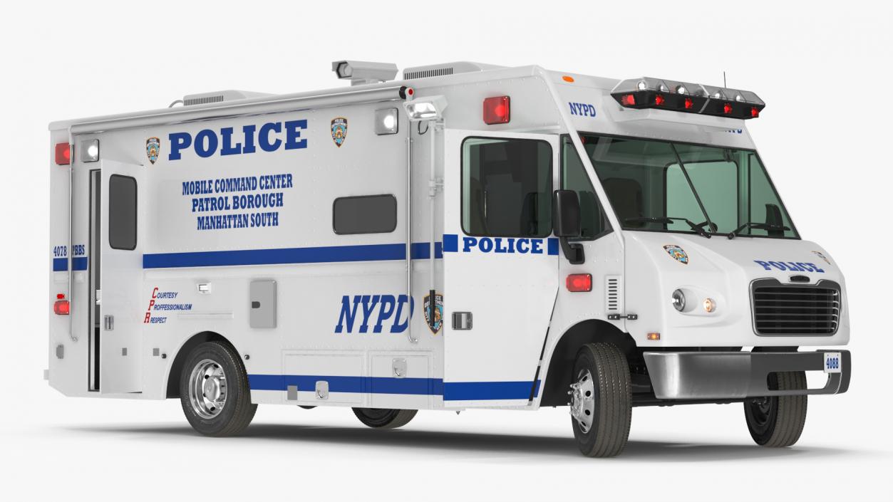 NYPD Mobile Command Center Lights On Rigged for Maya 3D