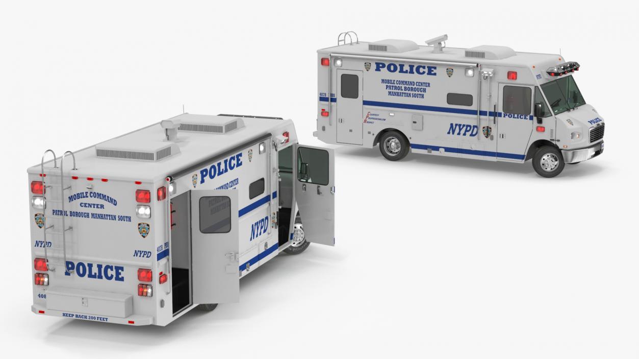 NYPD Mobile Command Center Lights On Rigged for Maya 3D