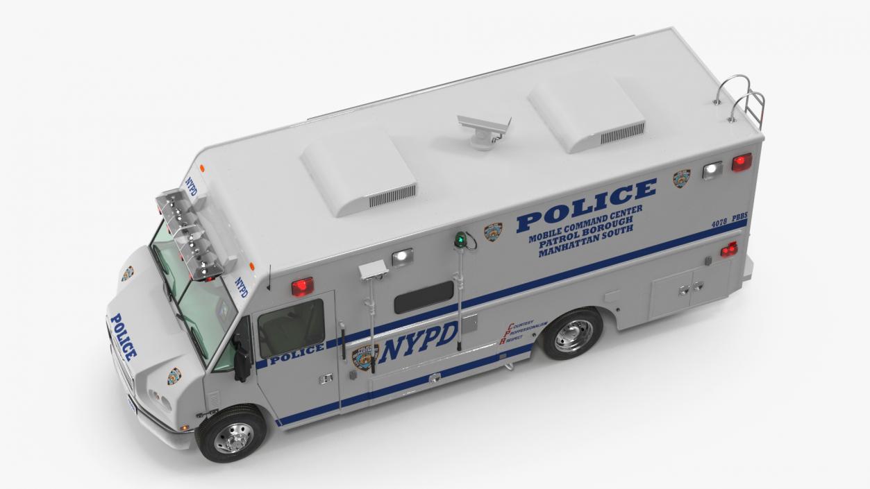 NYPD Mobile Command Center Lights On Rigged for Maya 3D