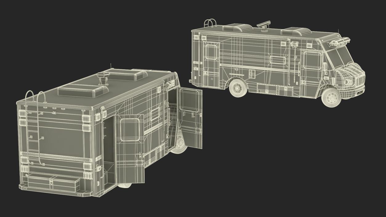 NYPD Mobile Command Center Lights On Rigged for Maya 3D