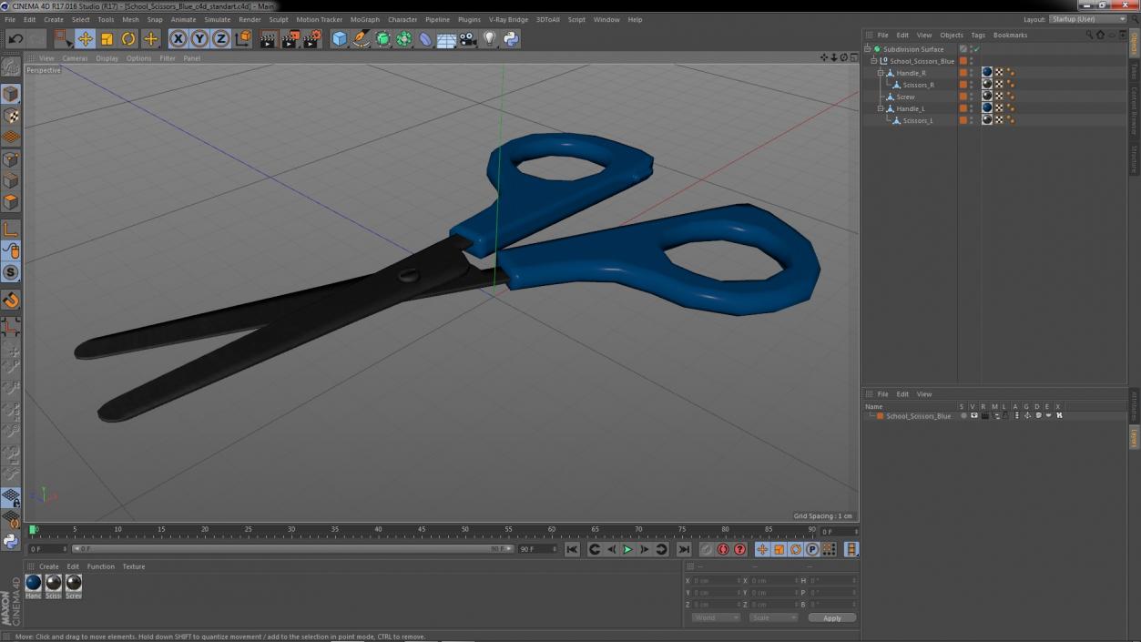 3D model School Scissors Blue