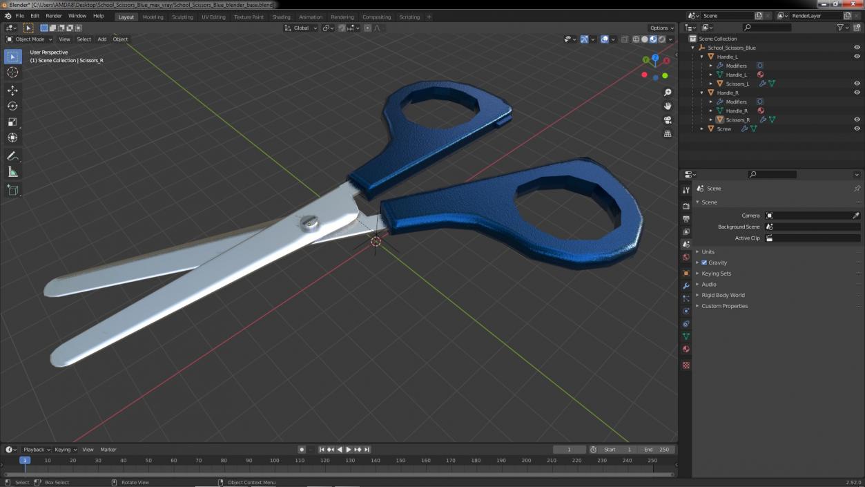 3D model School Scissors Blue