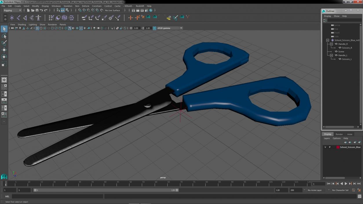 3D model School Scissors Blue