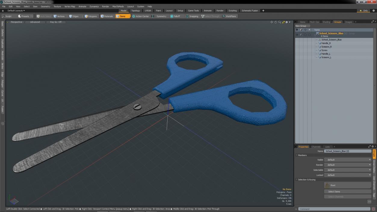 3D model School Scissors Blue