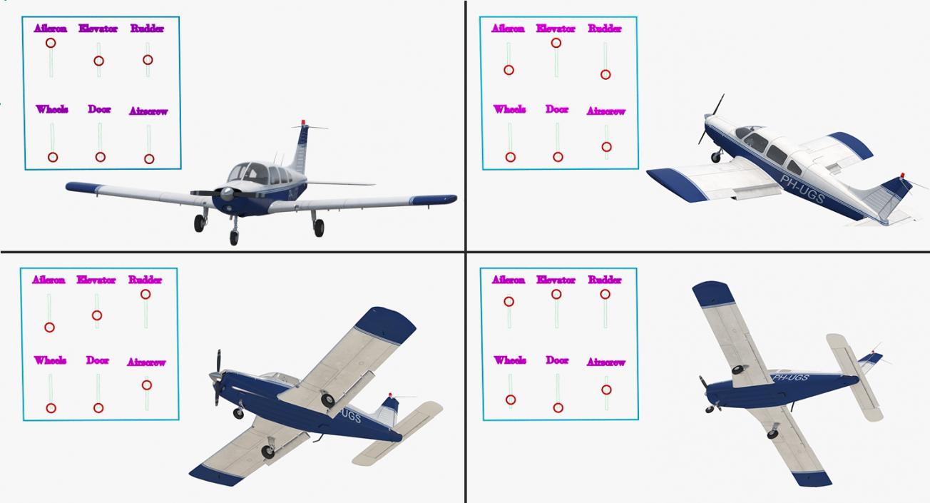 3D Piper PA-28-161 Cherokee Rigged