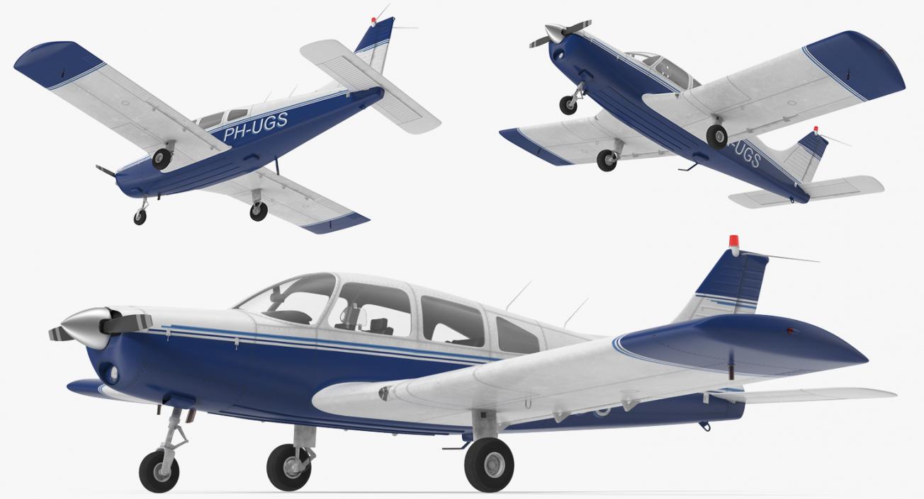 3D Piper PA-28-161 Cherokee Rigged