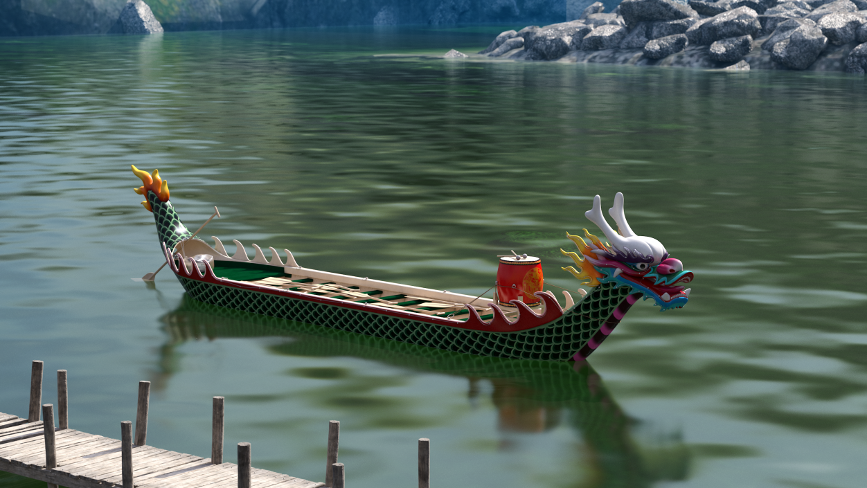 3D Colourful Dragon Boat