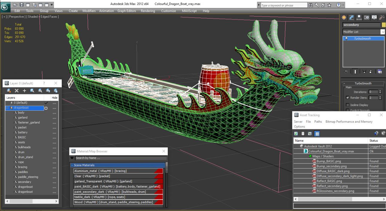 3D Colourful Dragon Boat