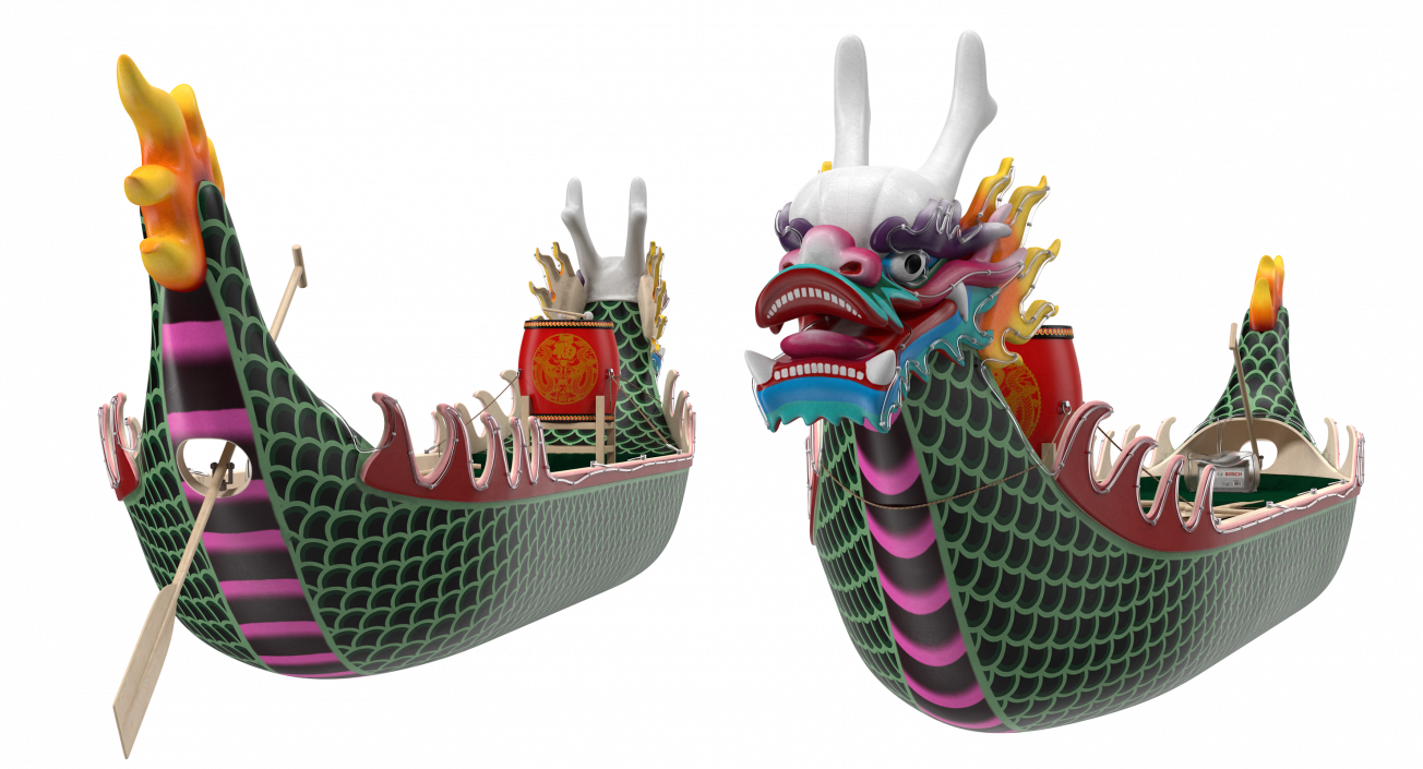 3D Colourful Dragon Boat