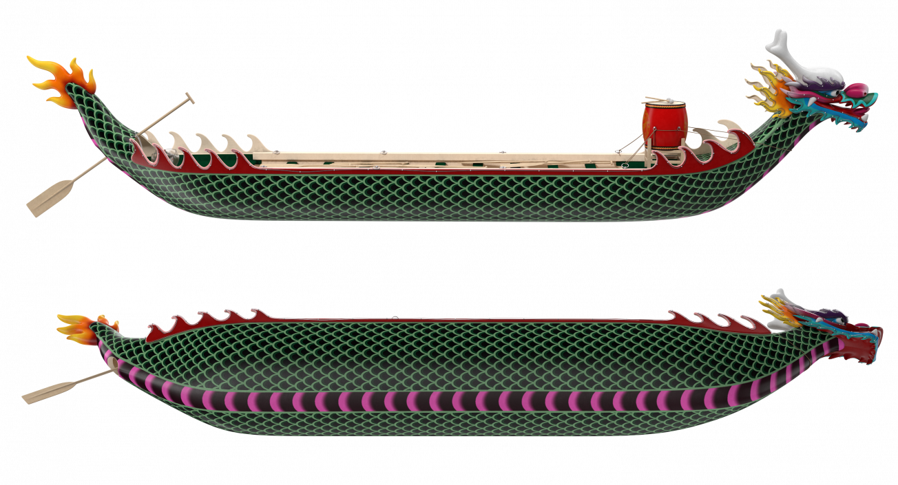 3D Colourful Dragon Boat