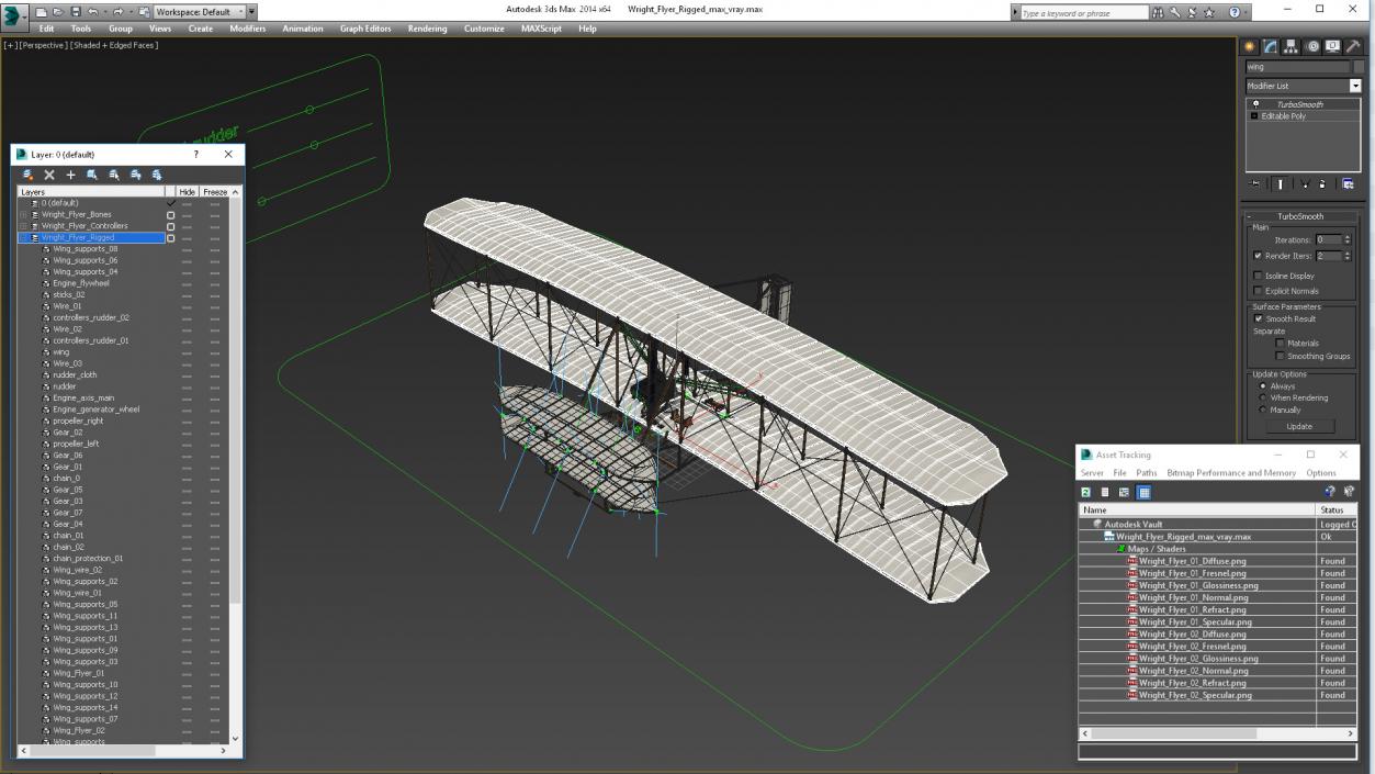 Wright Flyer Rigged 3D model