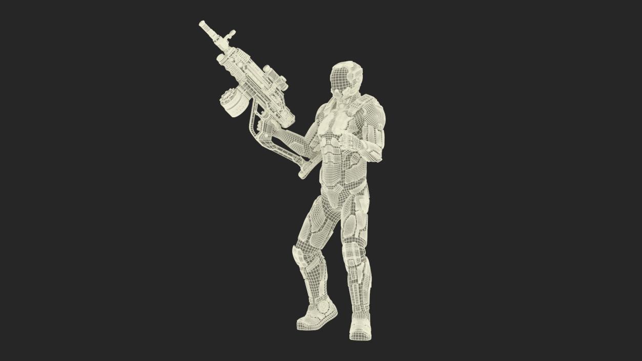 3D Futuristic Armored Cyborg with Rifle