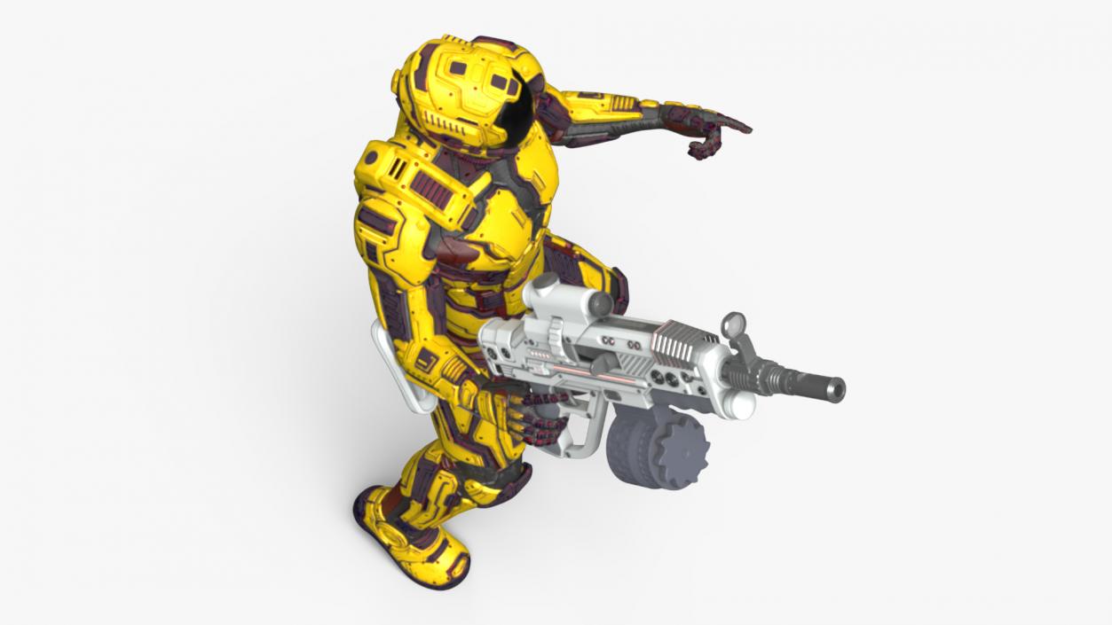 3D Futuristic Armored Cyborg with Rifle