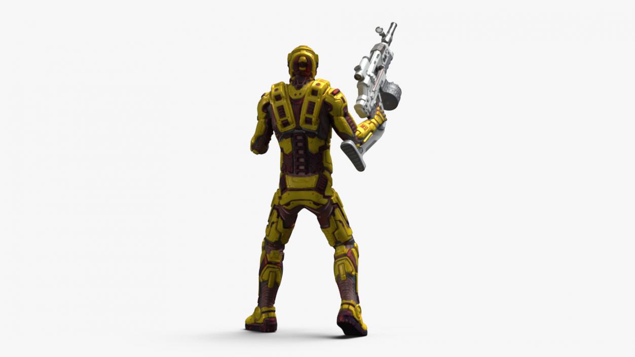 3D Futuristic Armored Cyborg with Rifle