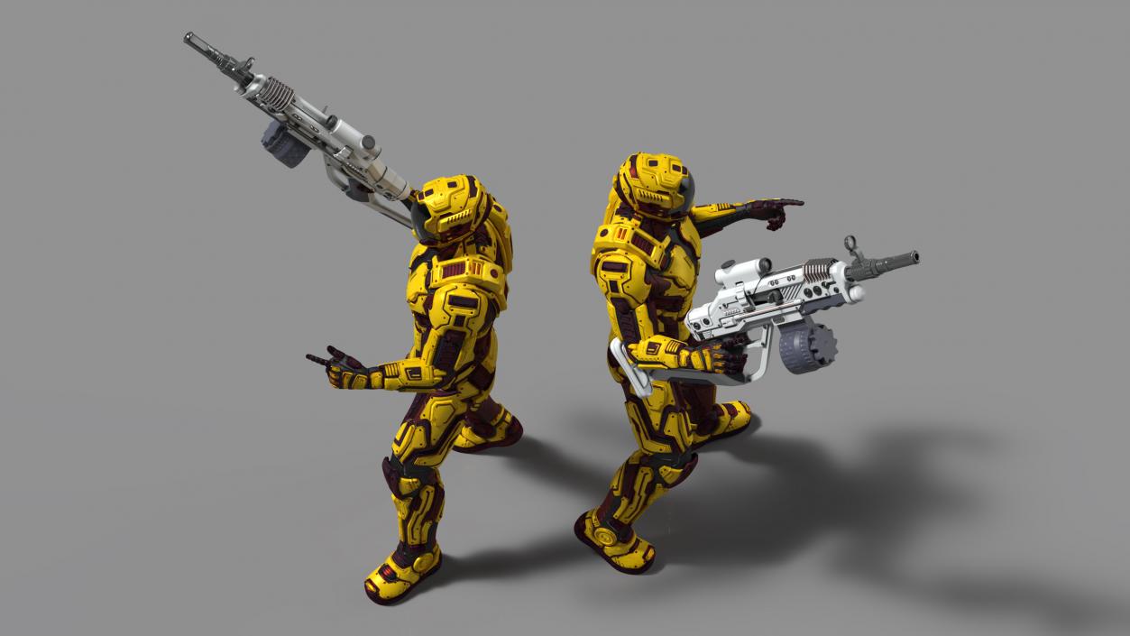 3D Futuristic Armored Cyborg with Rifle