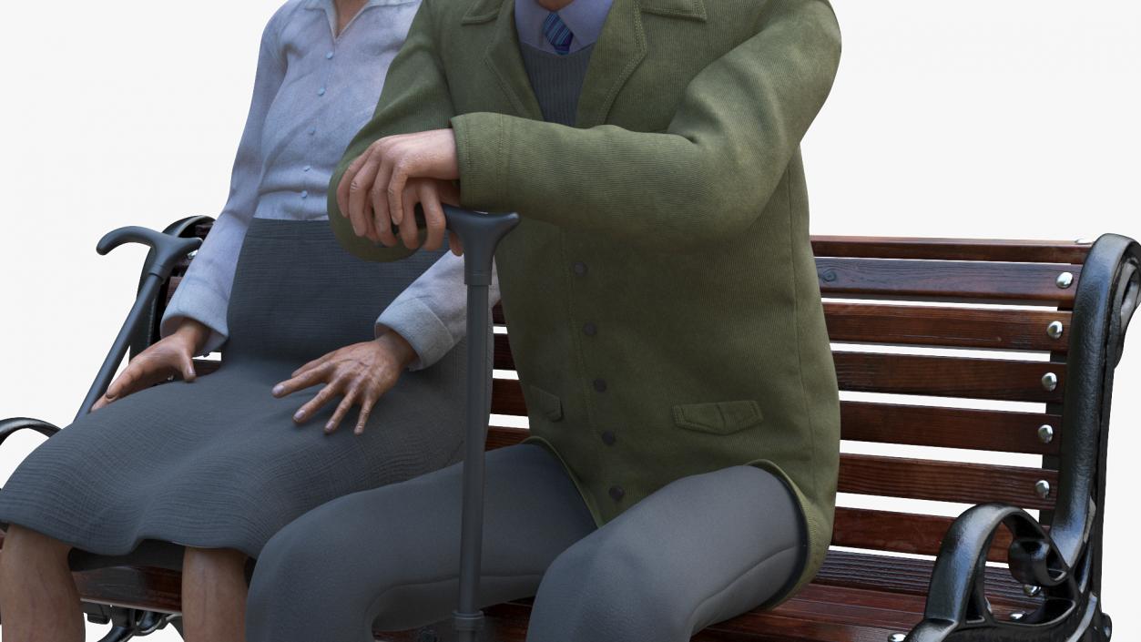 3D Elderly People Sitting on a Bench model